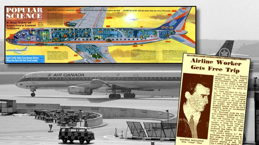 La mésaventure de Maurice Boulianne, un passager clandestin involontaire vers l&rsquo;Écosse, dans un avion cargo DC8 d’Air Canada en 1966