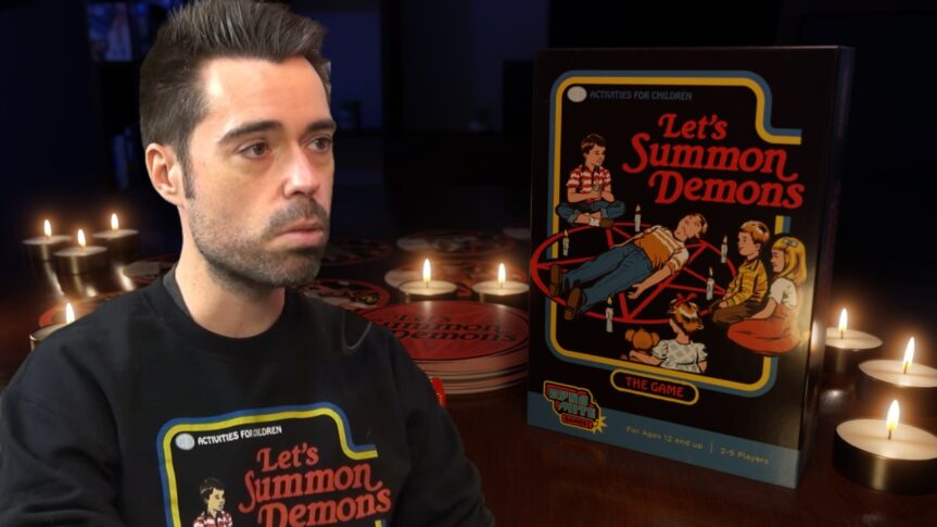 Olivier Bernard, dit « Le Pharmachien », fait la promotion du nouveau jeu « Invoquons des démons » qui cible en particulier les enfants