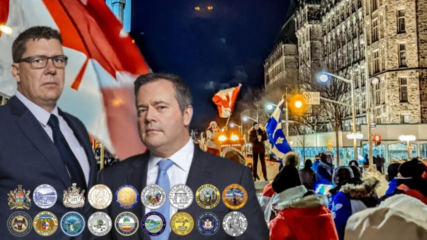 Scott Moe et Jason Kenney cosignent une lettre avec 16 gouverneurs américains demandant au gouvernement fédéral l’abandon des mandats de vaccination pour les camionneurs